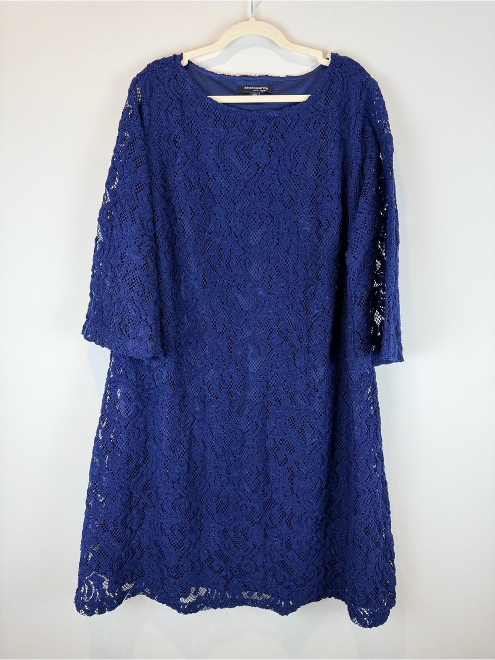 Sharagano Royal Blue Lace Lined Shift Dress Size 18W